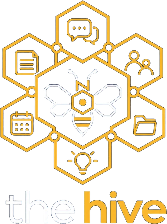 La Ruche : l'abeille Onconic entourée de six alvéoles